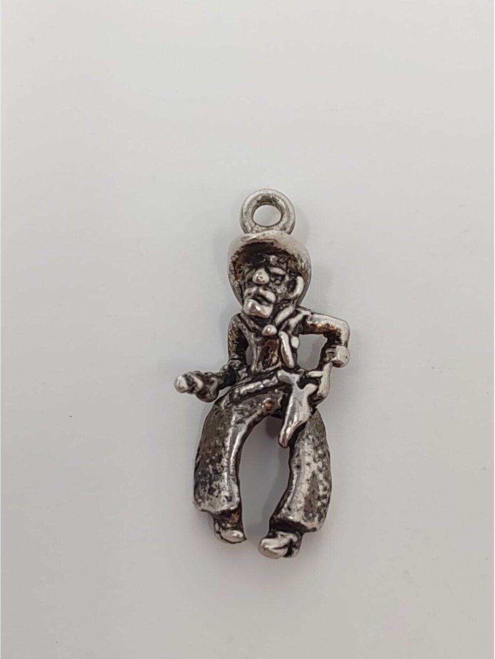 Vintage 925 Sterling Silver 3D Cowboy Charm Gunslinger 3.3g